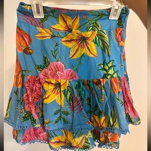 FARM Rio Yellow Gold Bubble Mini Skirt Resort Wear